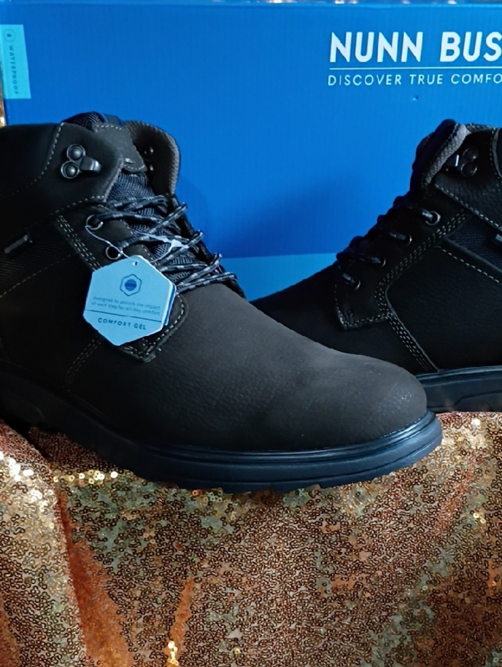 Nunn Bush Men’s Black/Tan Lace-Up Work Boot